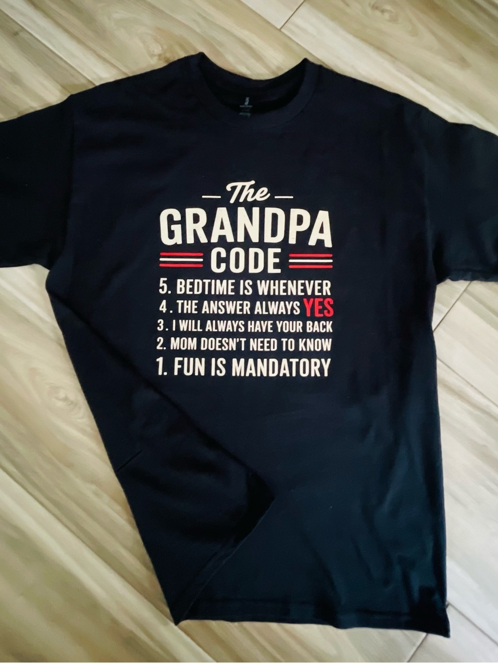 Gildan Black custom ‘The Grandpa Code' Graphic Tee with White & Red Print